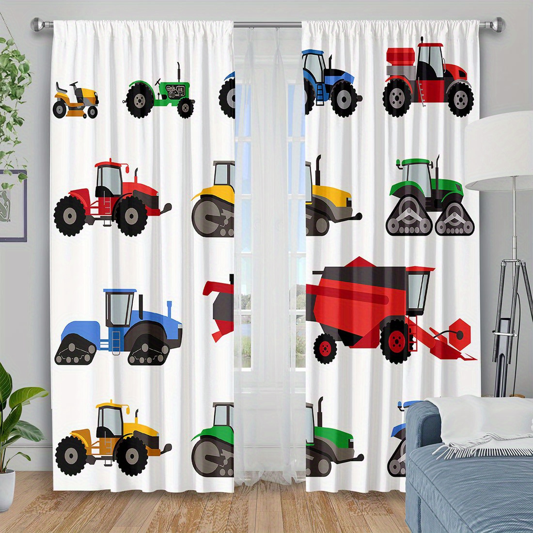 Cartoon Tractor Gordijn Kleurr - Agriculture Farming Vehicles recensie en prijs