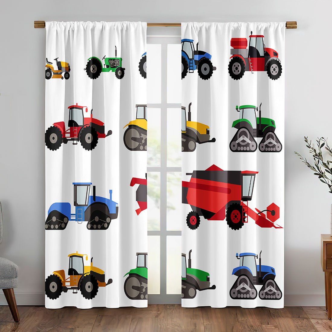 Cartoon Tractor Gordijn Kleurr - Agriculture Farming Vehicles recensie en prijs
