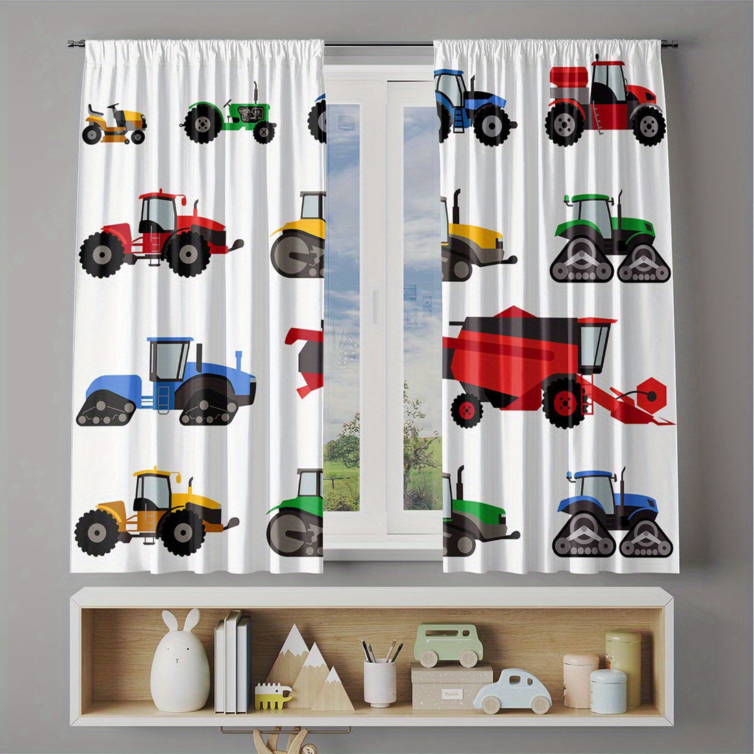 Cartoon Tractor Gordijn Kleurr - Agriculture Farming Vehicles recensie en prijs